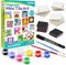DIY Craft Kit; Design and Paint Magnet Tiles - Kids Paint Arts & Crafts Project; Includes 12 Tile Magnets, 8 Paint Colors, 2 Brushes and Marker; Fun Ceramic Tile Painting Kit
